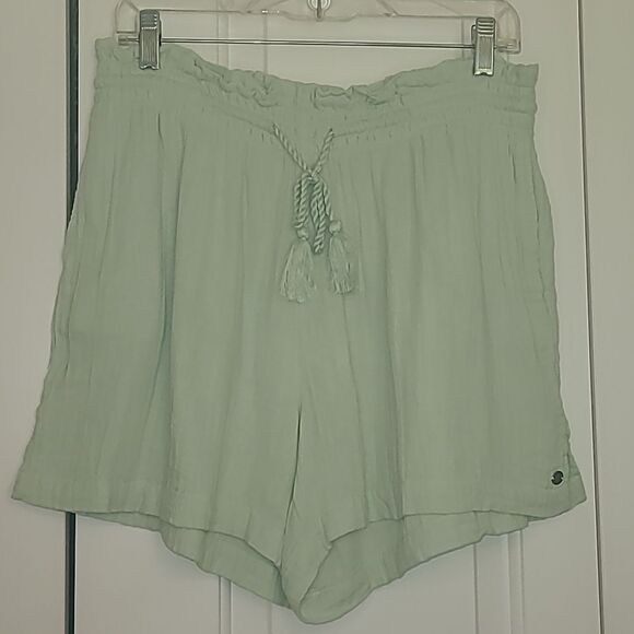 Roxy Pop Sun Elastic Draw String Waist Cotton Shorts Mint Green Size L - Picture 5 of 15